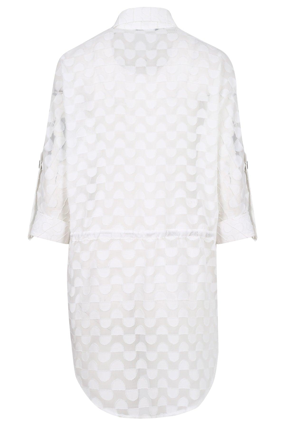 Special Design Couture White Scalloped Transparent Shirt White Shirt Dress - Swordslife