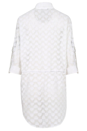 Special Design Couture White Scalloped Transparent Shirt White Shirt Dress - Swordslife