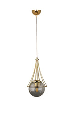 Lapis Single Chandelier Gold-smoked Glop Glass