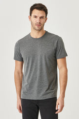 Men's Anthracite Cotton Slim Fit Slim Fit Crew Neck Short Sleeved T-Shirt