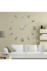 3d Latin Numeral Wall Clock Large Size Silver Numeral Height 10 Cm - Swordslife