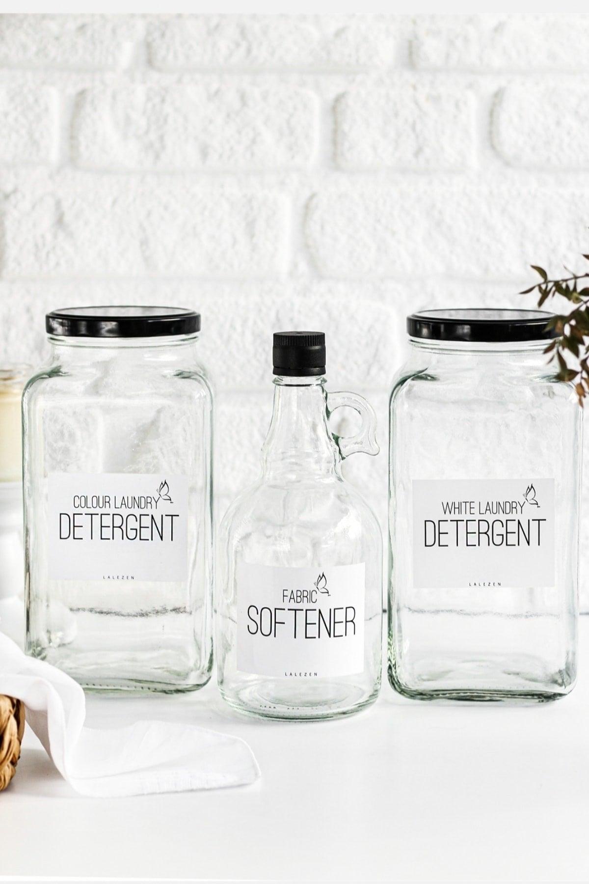 Set of 3 Detergent Jars 3lt - Softener Bottle 1 Lt - Swordslife