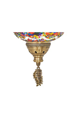3 Authentic Ottoman Mosaic Colored Glass Pendant Lamp Chandelier, 3 Large Glass, Blue - Swordslife