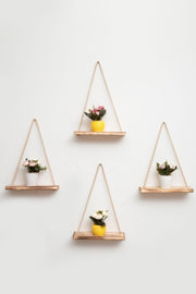 4 Pieces Decorative Rope Wall Shelf Bookcase & Flowerpot - Swordslife