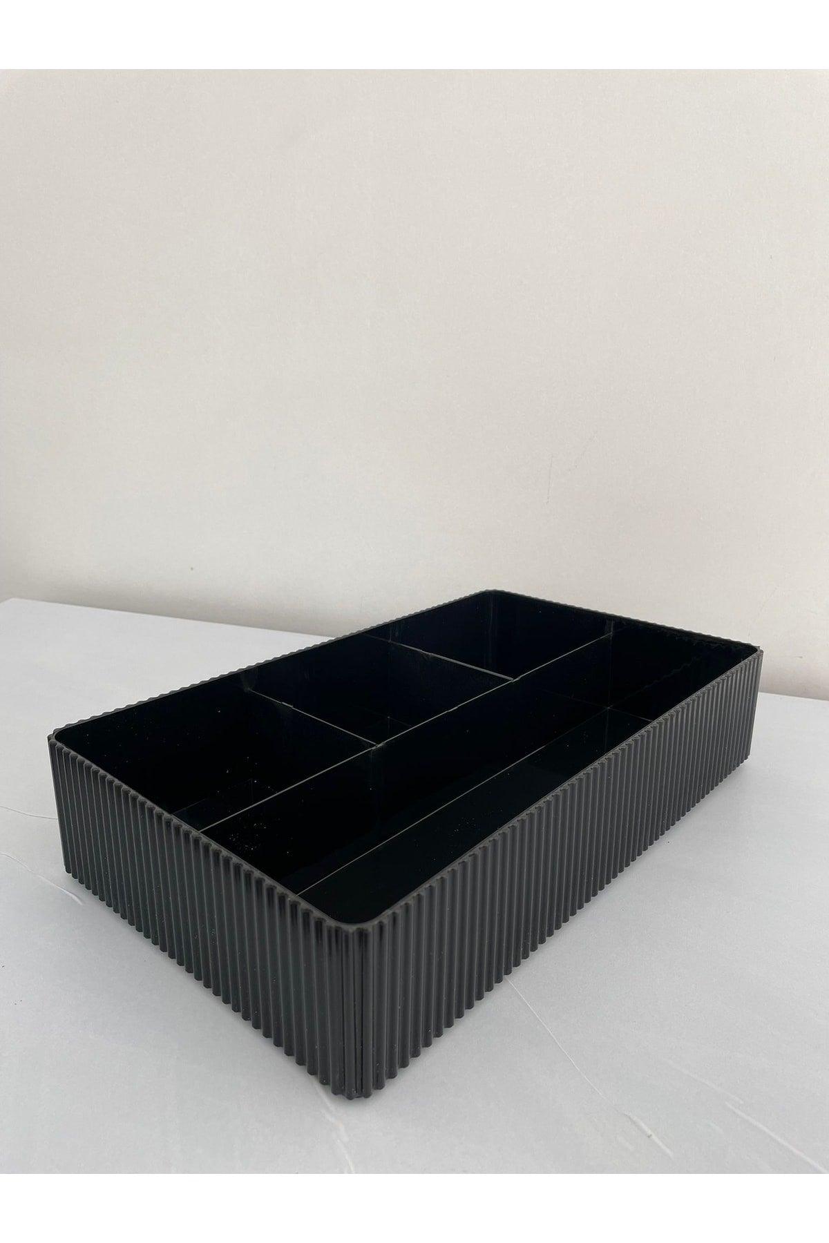 4-Compartment Drawer Organizer Practical Black