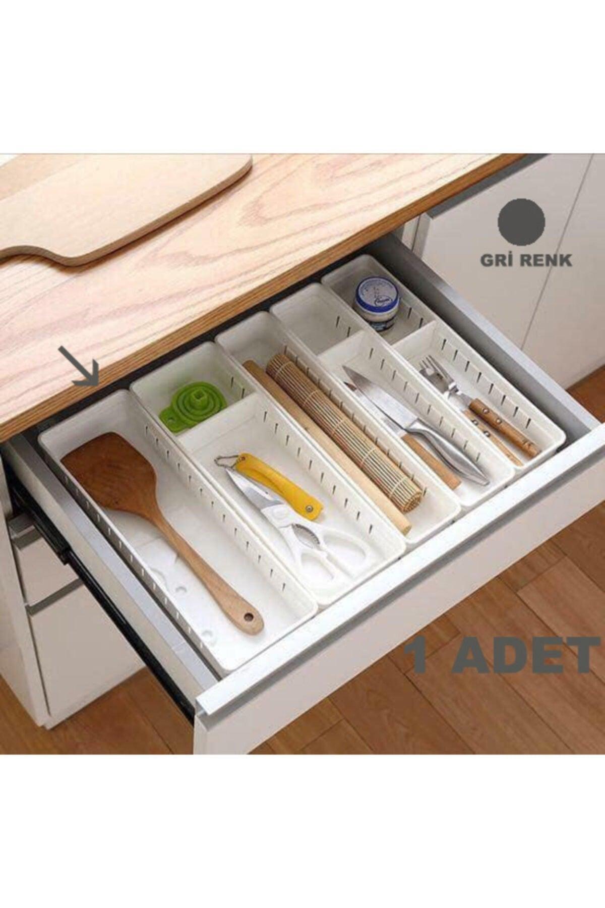 Adjustable Wardrobe Organizer With 4 Compartments In Drawer Large Size Gray Color 1 Pcs - Swordslife