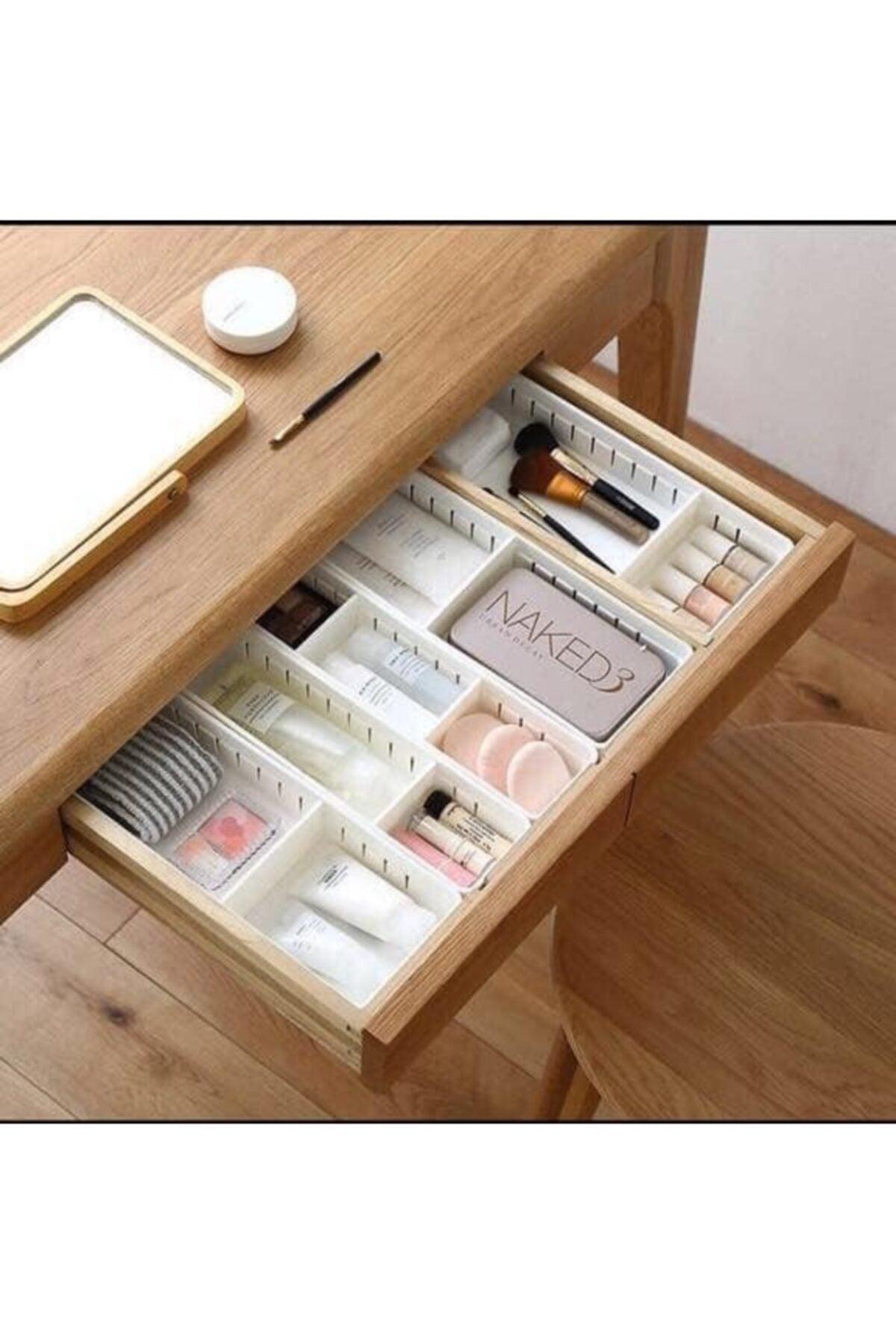 Adjustable Wardrobe Organizer With 4 Compartments In Drawer Large Size Gray Color 1 Pcs - Swordslife
