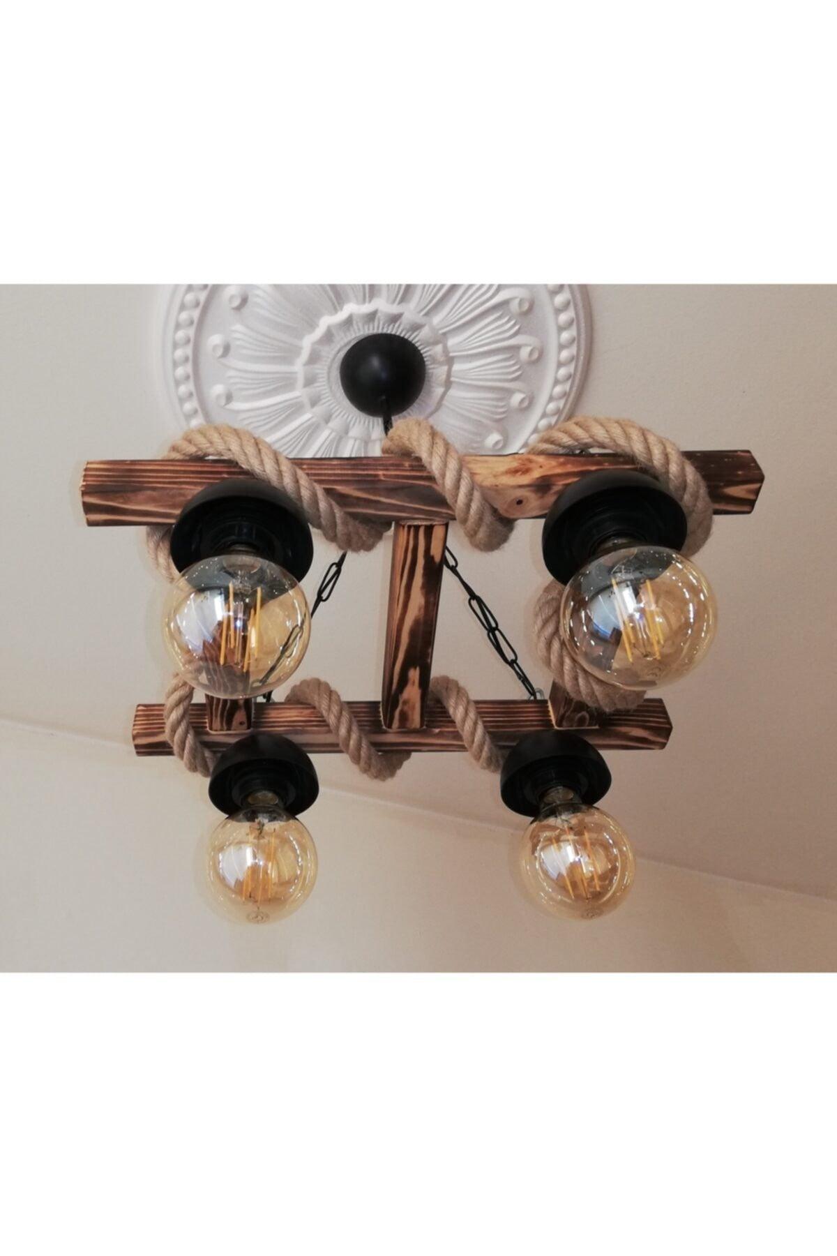 4 Lamps Vintage Rope Suspension Authentic Lighting - Swordslife