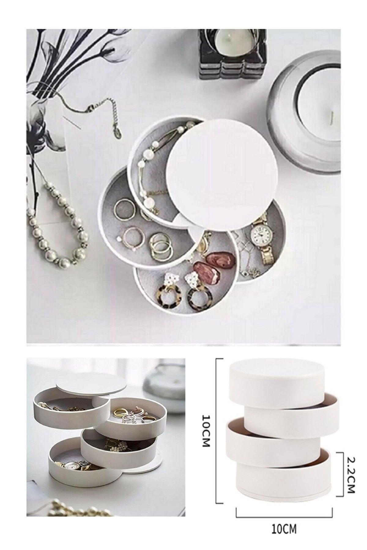 4 Tiers Rotating Jewelry Organizer - Jewelry Box Organizer - Ring Box - Necklace Box - Earring Box - Swordslife