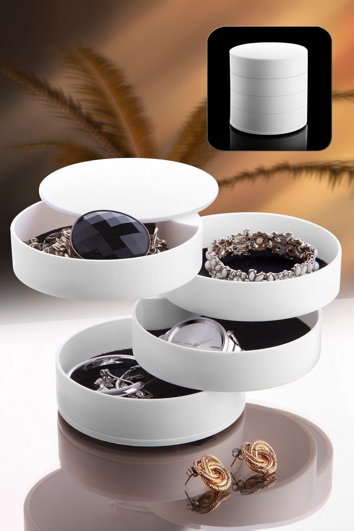 4 Tiers Rotating Cylinder Jewelry And Makeup Organizer - Swordslife