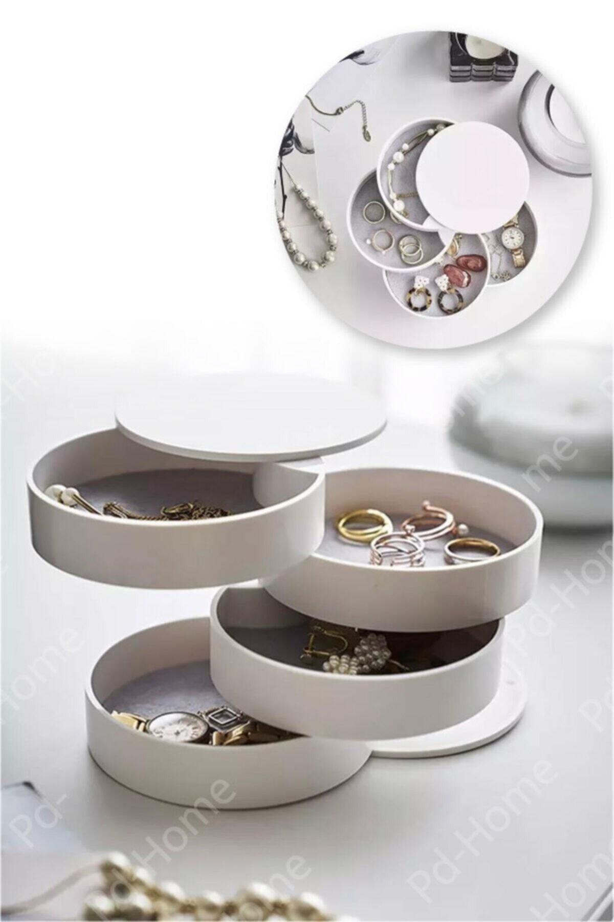 4 Tiers Rotating Cylinder Jewelry And Makeup Organizer - Swordslife