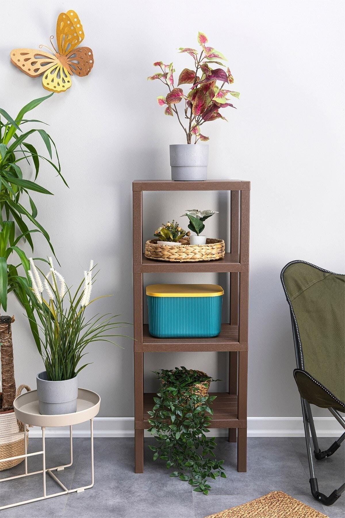 4 Tiers Plastic Shelving Unit Kitchen Shelf Bathroom Shelf Balcony Shelf Bathroom Organizer Coffee - Swordslife