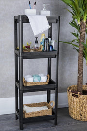 4 Tiers Plastic Shelving Unit Kitchen Shelf Bathroom Shelf Bathroom Organizer Organizer Black - Swordslife
