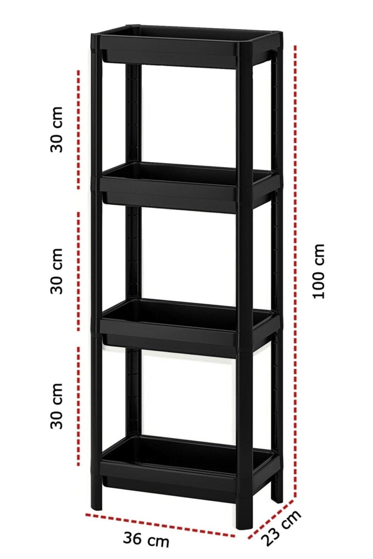 4 Tiers Plastic Shelving Unit Kitchen Shelf Bathroom Shelf Bathroom Organizer Organizer Black - Swordslife