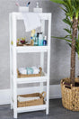 4 Tiers Plastic Shelving Unit Kitchen Shelf Bathroom Shelf Bathroom Organizer Organizer White - Swordslife
