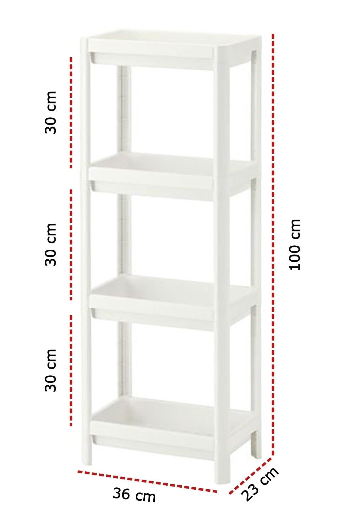 4 Tiers Plastic Shelving Unit Kitchen Shelf Bathroom Shelf Bathroom Organizer Organizer White - Swordslife