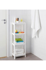 4 Tiers Plastic Shelving Unit Kitchen Shelf Bathroom Shelf Bathroom Organizer Organizer White - Swordslife