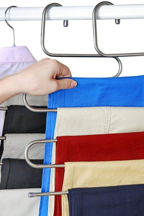 4 Pcs 5 Tiers Metal Trousers Scarf Rack In-Cabinet Organizer Organizer - Swordslife