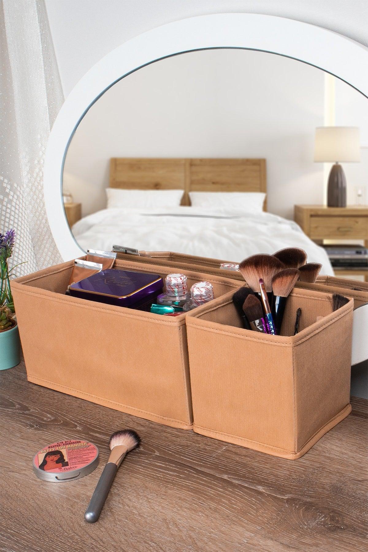 Set of 4 Beige Drawer Organizer Organizer