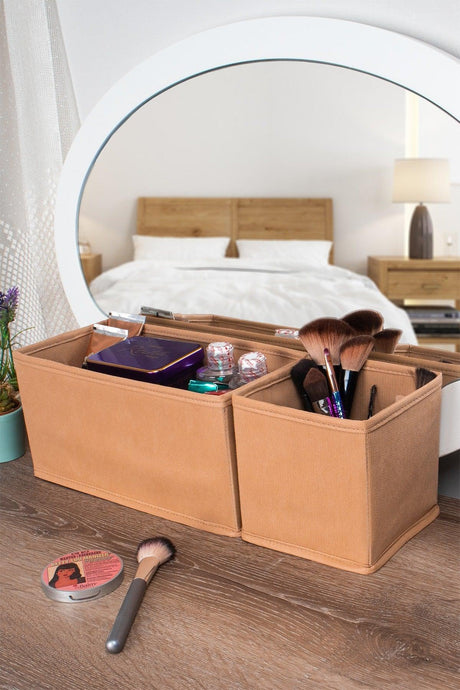 Set of 4 Beige Drawer Organizer Organizer