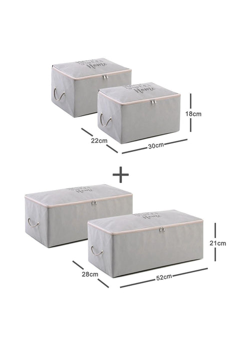 Set of 4 Gray Printed Storage Bags