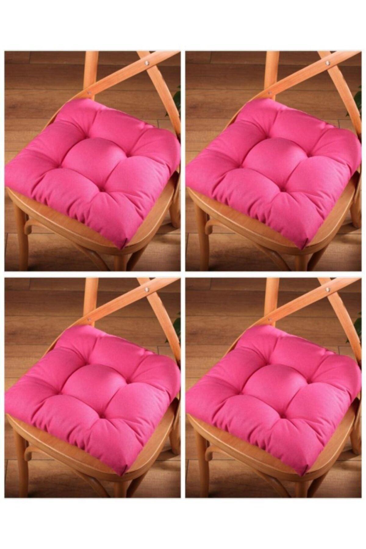 4 Pcs Lux Pofidic Fuchsia Chair Cushion Special Stitched Laced 40x40cm - Swordslife