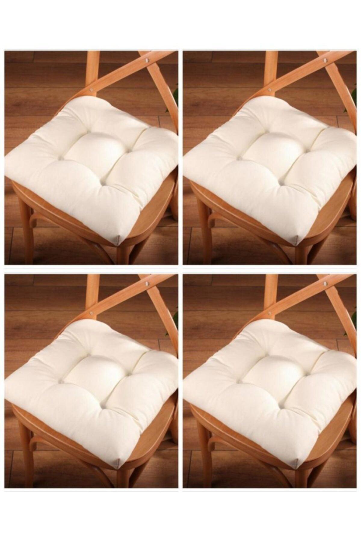 4 Pcs Lux Pofidik Cream Chair Cushion Special Stitched Laced 40x40cm - Swordslife