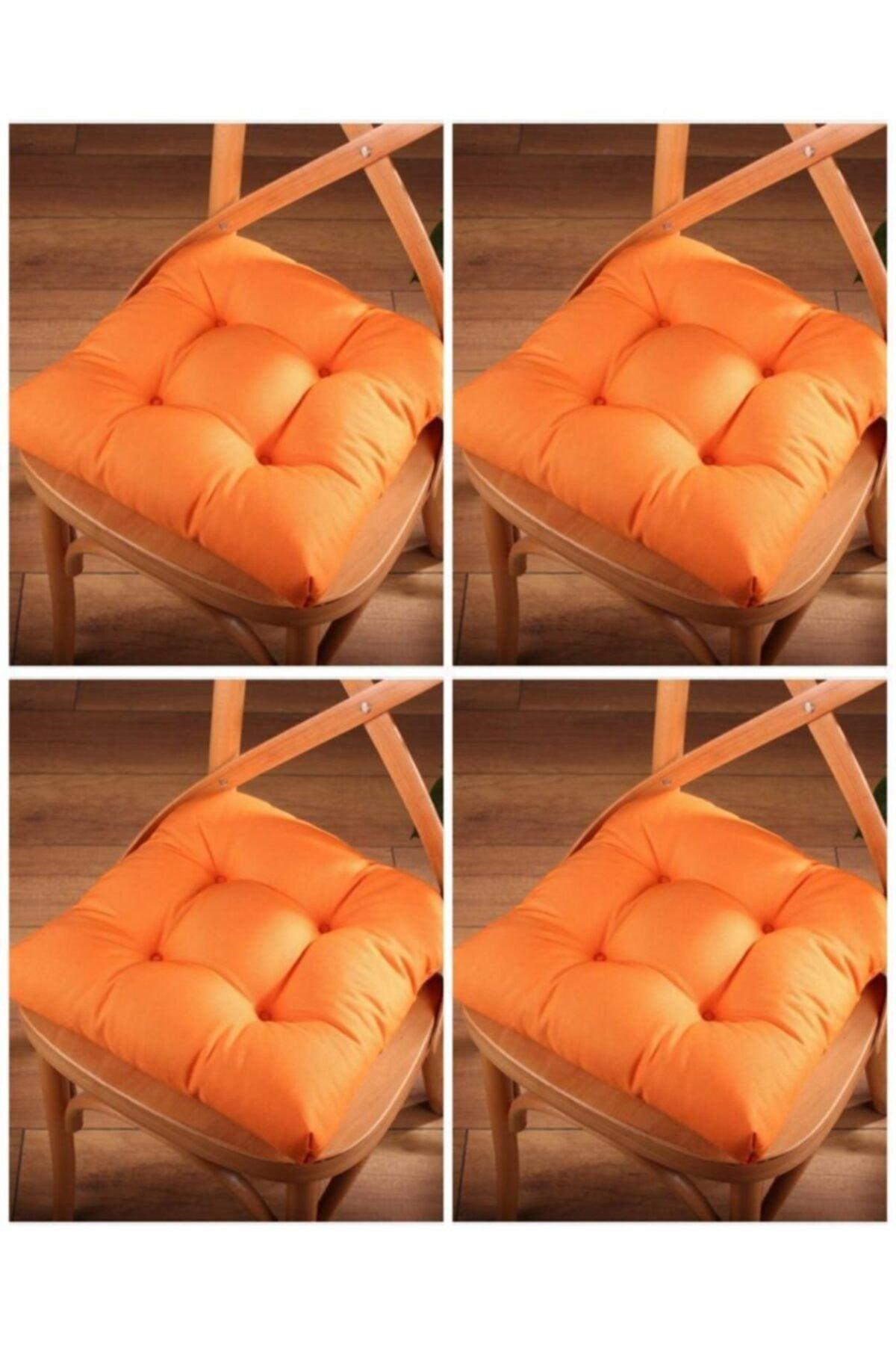4 Pcs Lux Pofidik Orange Chair Cushion Special Stitched Laced 40x40cm - Swordslife