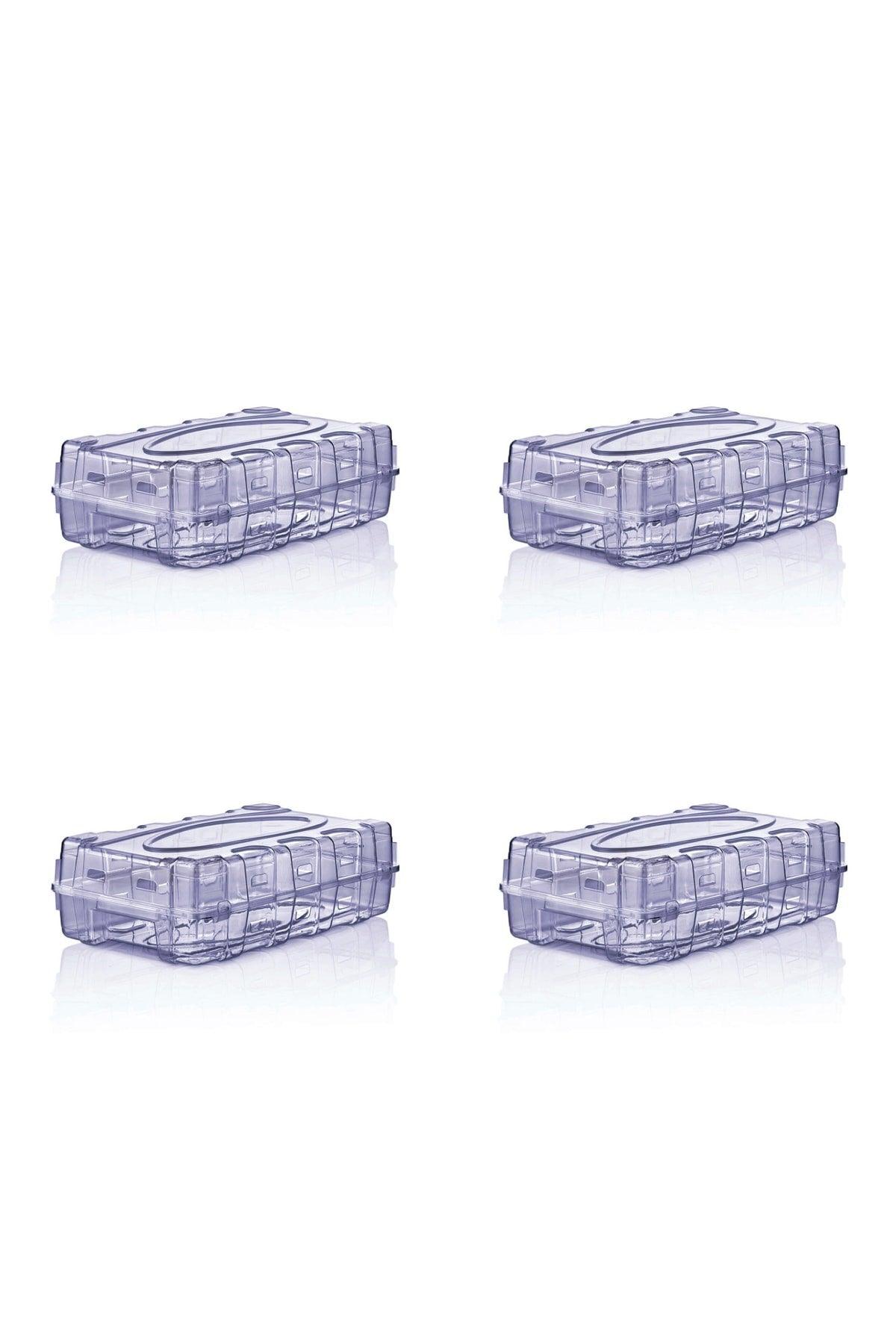 4 Pack Navy Blue Transparent Women's Shoe Box Premium - Swordslife