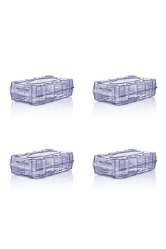 Premium navy blue transparent shoe storage box set of 4