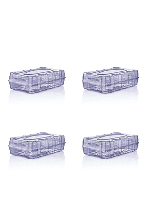 4 Pack Navy Blue Transparent Women's Shoe Box Premium - Swordslife