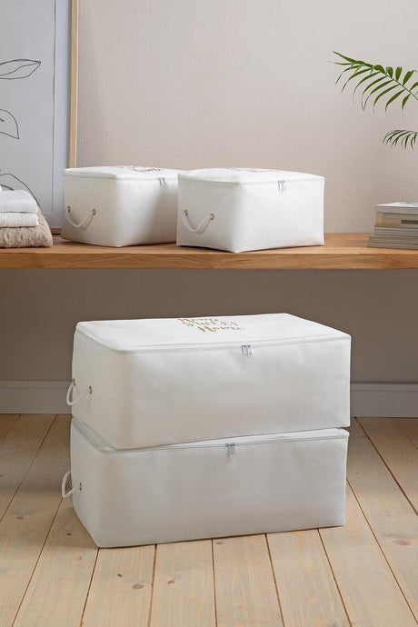 Set of 4 White Color Printed Storage Bags - Swordslife
