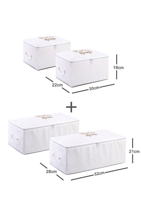 Set of 4 White Color Printed Storage Bags - Swordslife