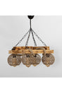 4 Natural Wood Rope Design Wicker Ball Stylish Design Chandelier - Swordslife