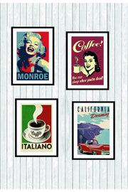 4 Pieces Coffe Modern Frame Look Mdf