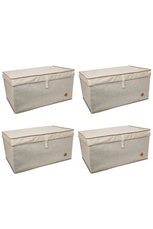 4 Pieces - Multi-Purpose (Laundry-storage-organization etc.) Storage Bag with Lid, Box Mega 60x40x30 - Brown - Swordslife