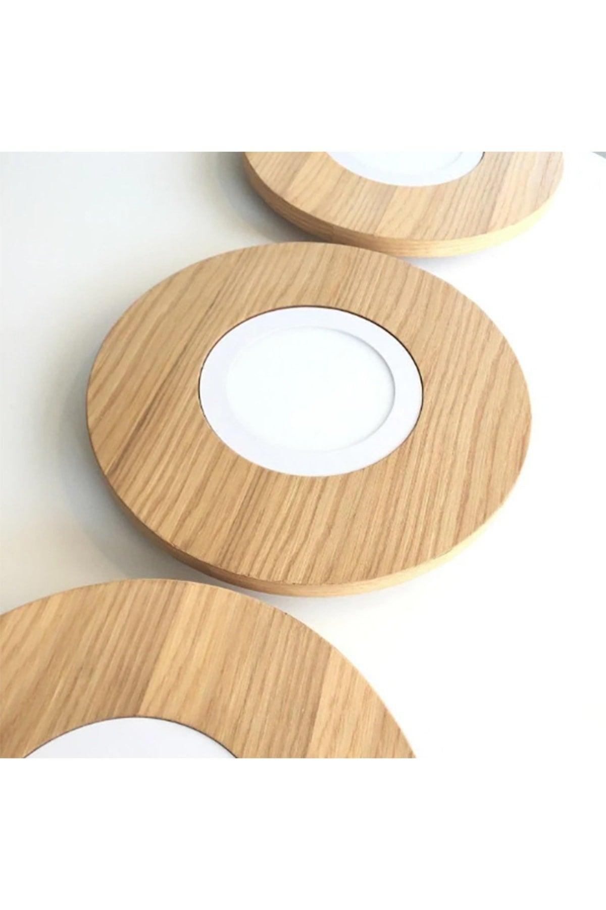 42cm - Round Oak Veneer Led Ceiling Light, Bedroom, Hallway, Bathroom Lamp - Swordslife