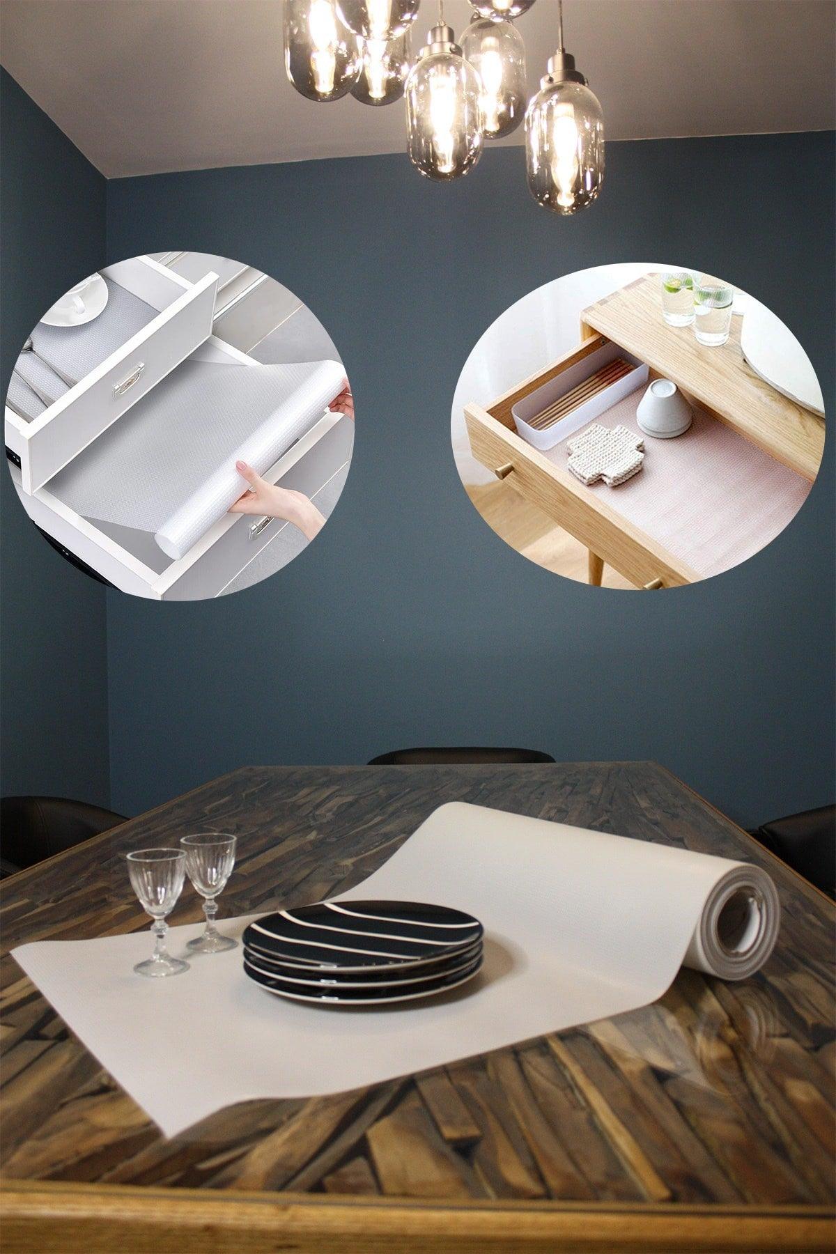 45cm X 10 Meters Gray Straw Pattern Shelf Cover Anti-Slip Cover for Wardrobe And Drawer - Swordslife