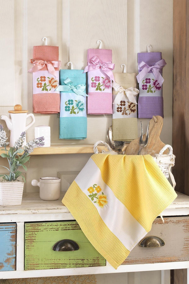 45x65 100% Cotton 6 Pieces Canvas Embroidered Kitchen