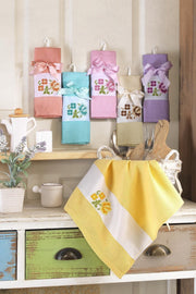 45x65 100% Cotton 6-Piece Canvas Embroidered Kitchen Towel | Drying Cloth - Swordslife