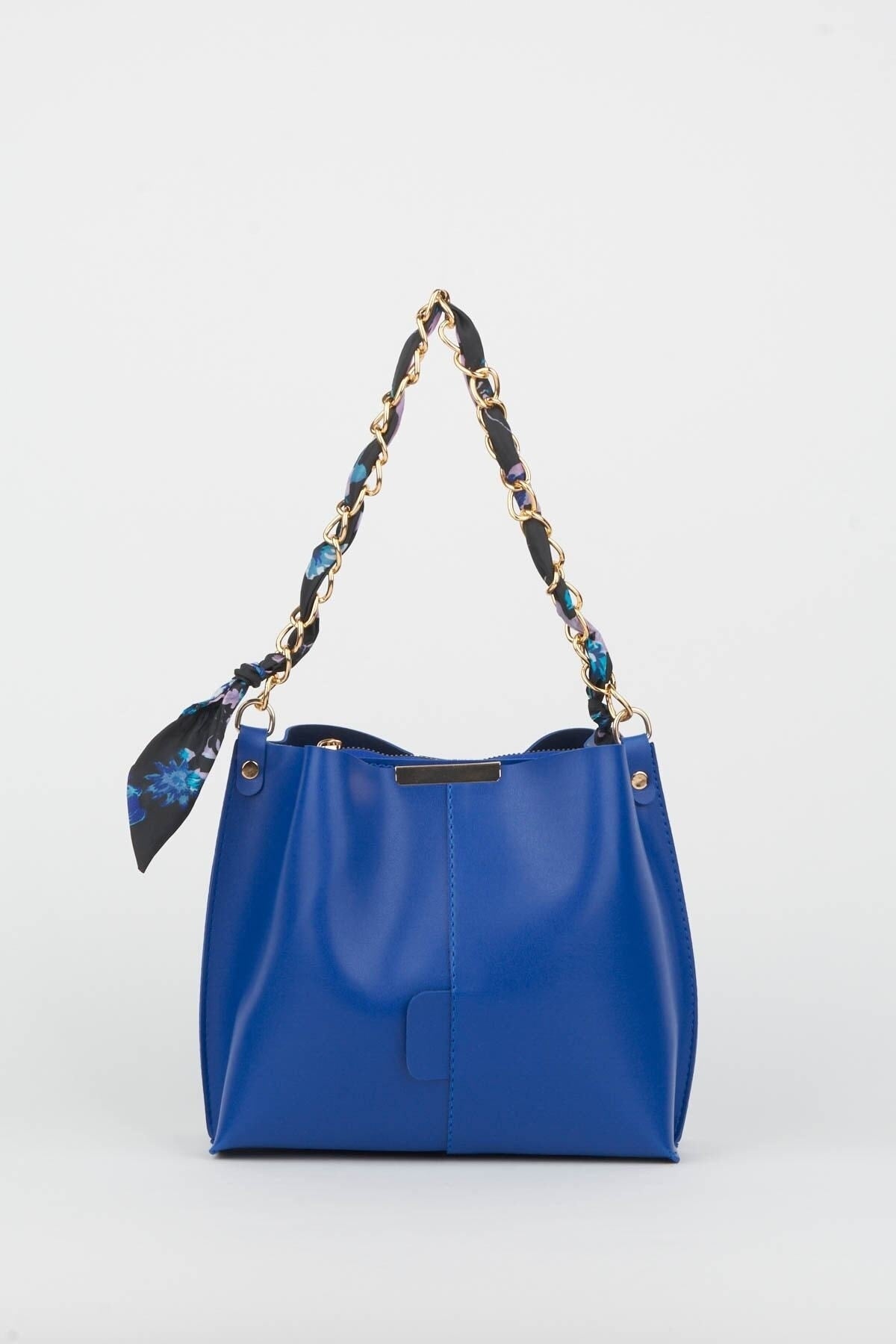 Damen Sax Blau Schal Kette Accessoire Weiches Leder 3-Fach Hand-, Arm- Und Schultertasche