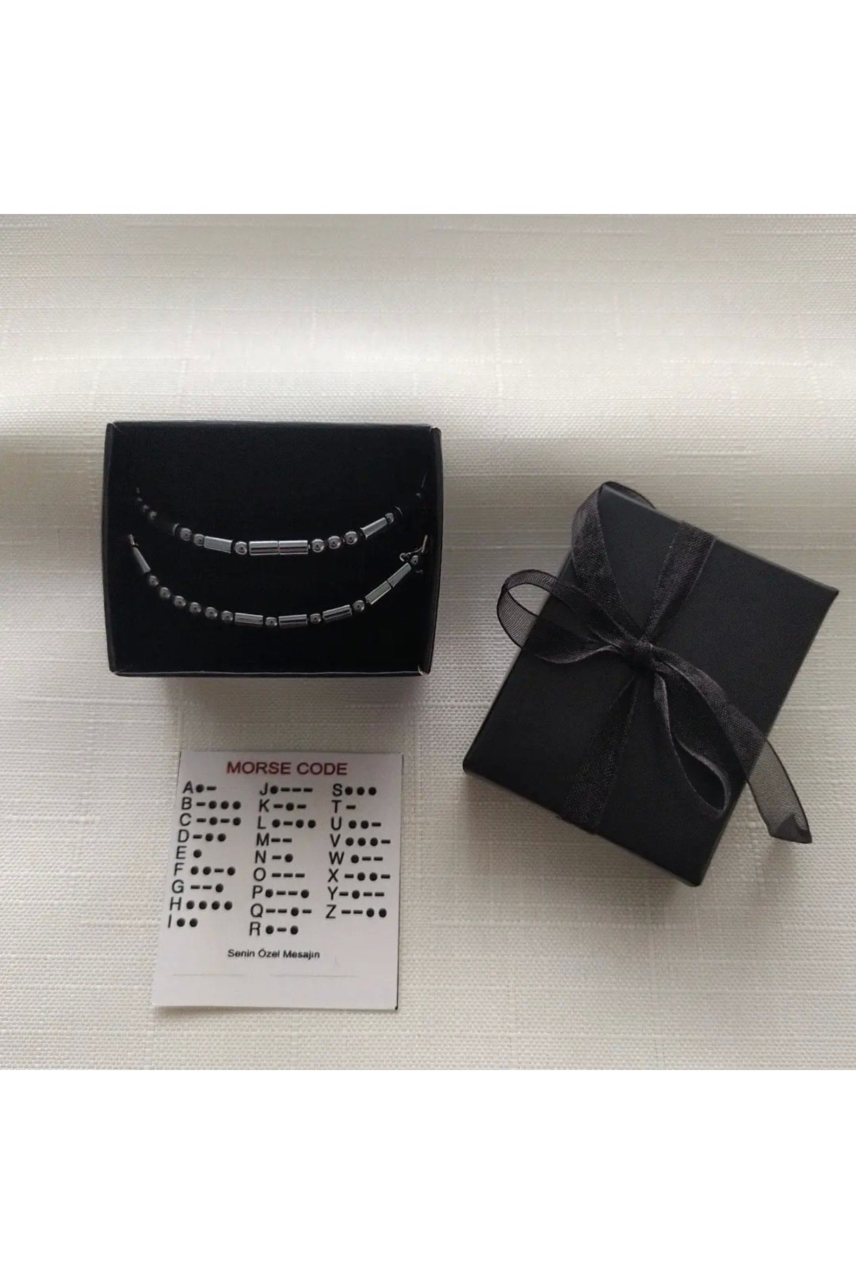Hematite Natural Stone Morse Code Bracelet Couple Bracelet Lover Bracelet Gift
