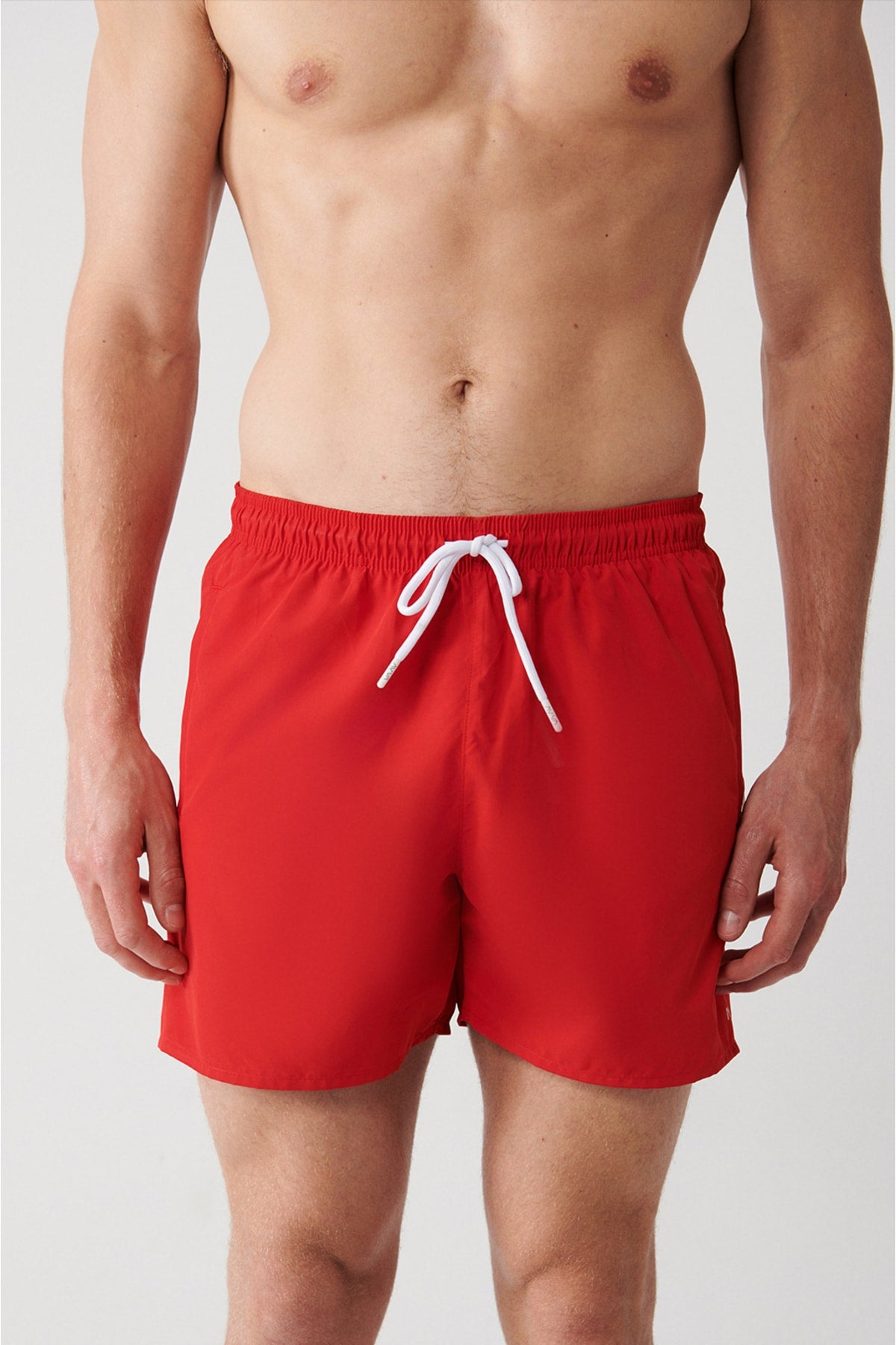 Men'S Red Quick Dry Printed Standard Size Swimwear Marine Shorts E003802