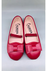 Shoes Girl Child Bowtie Detailed Red Flat Shoes