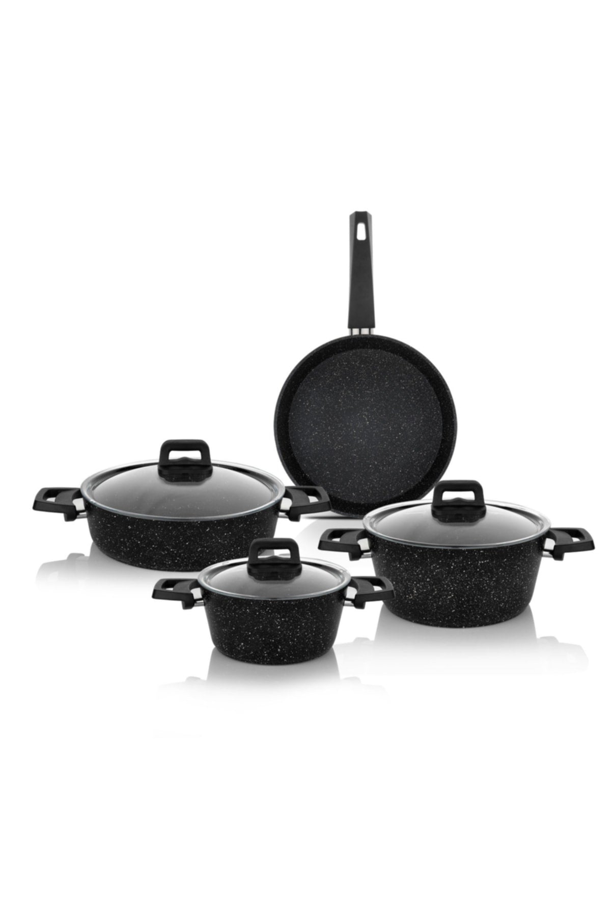 Rock Granite Fireproof/Non-Stick-Cookware -7 Pieces-Black