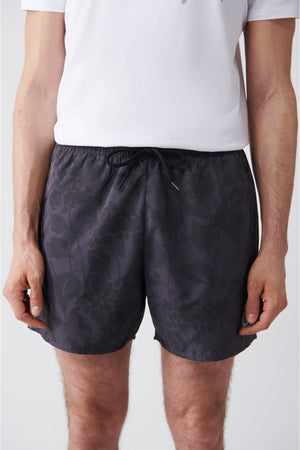 Men'S Anthracite-Gray Quick Dry Printed Standard Size Swimwear Marine Shorts E003802