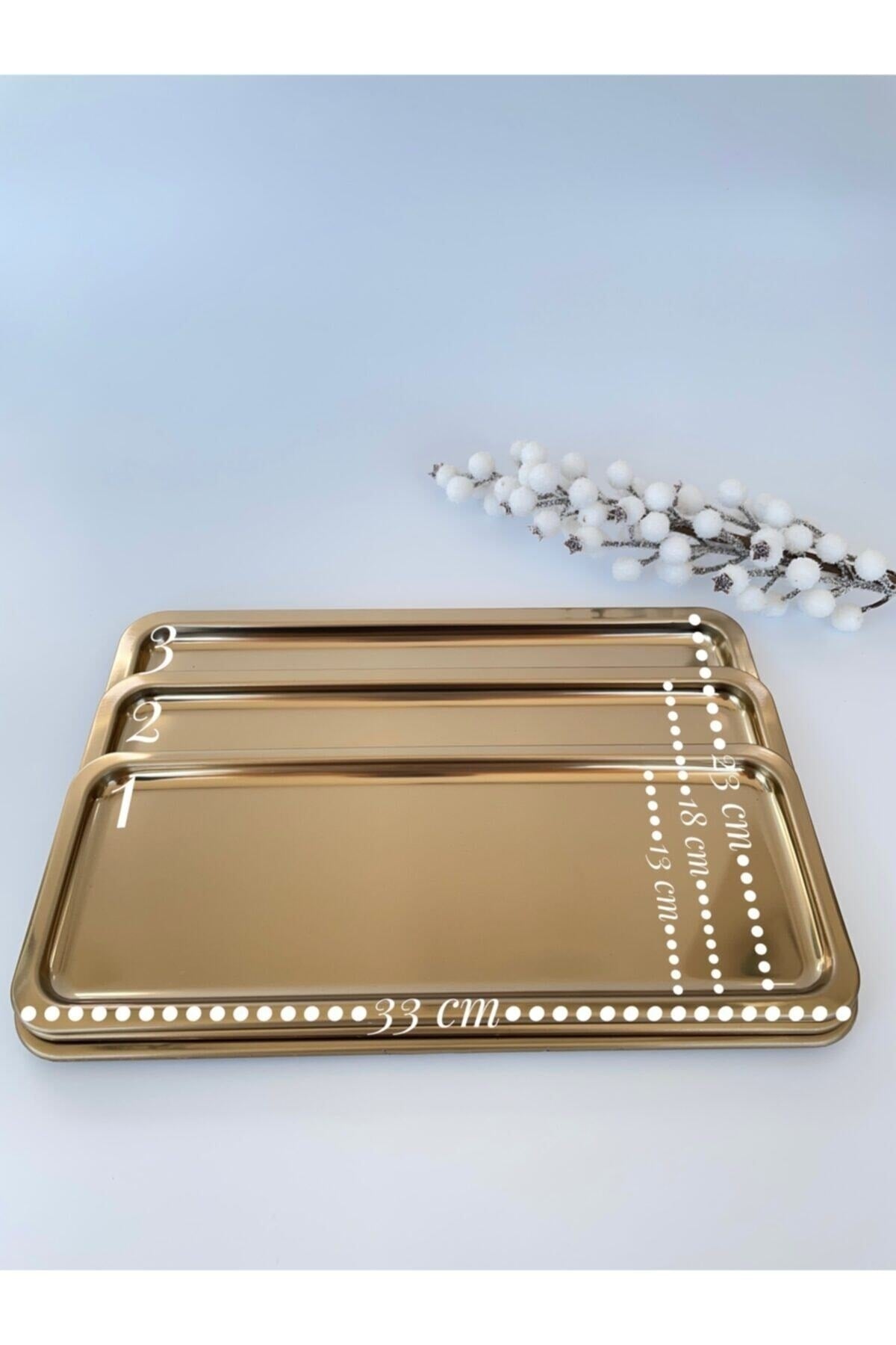 2-Piece Gold Rectangular Serving Tray No:1