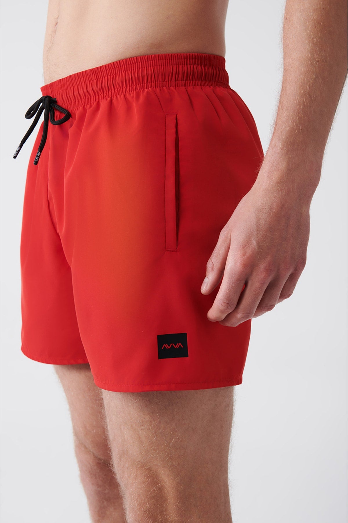 Men'S Red Quick Dry Standard Size Straight Swimwear Marine Shorts E003801