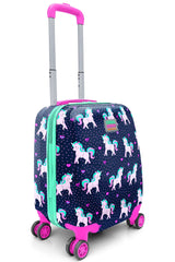 Kids Navy Blue Pink Unicorn Patterned Child Suitcase 16713