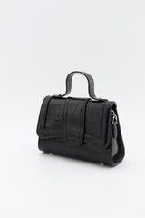 Women's Black Leather Chain Strap Mini Hand And Shoulder Bag